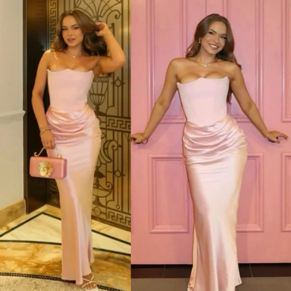 HOUSE OF CB 'Persephone' Rose Shadow‎ Strapless Corset Maxi NWOT size S